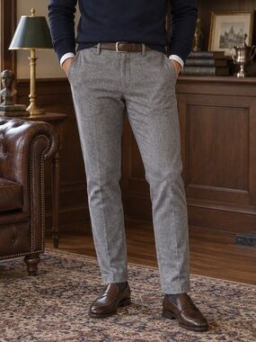 Reiss Taylor Men 32 Grey Plaid Cotton Slim Tailored Trousers Quiet Luxury Office